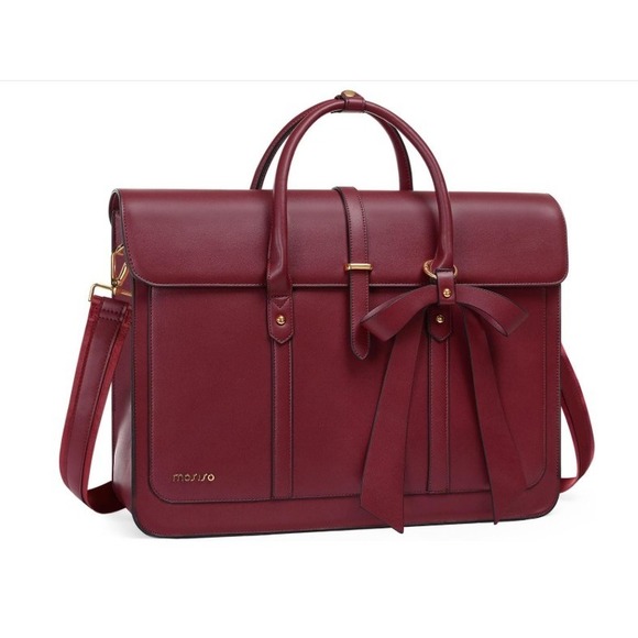 MOSISO Red Laptop Bag with Bow, Shoulder Strap, Work, School, Travel - Picture 1 of 7